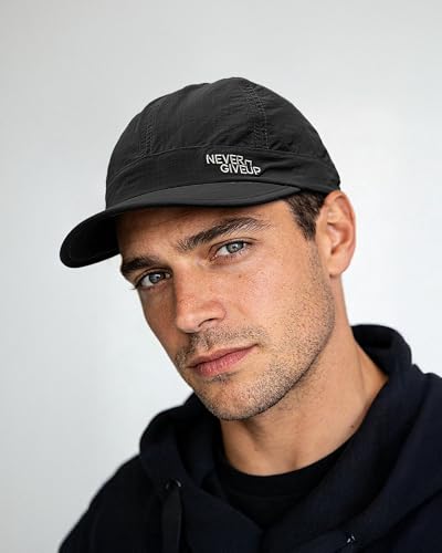 Clakllie Quick Dry Short Brim Cap for Men Lightweight 6 Panel Baseball Cap Golf Dad Hats Women's Running Trucker Hat - color: Cdus-bssq2505-black