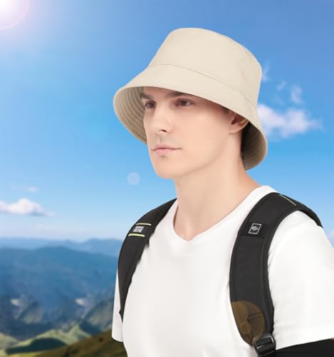 Bucket Hat Beach Sun Hat Fishing Hat for Women Men, Summer Outdoor Travel Packable Fisherman Hat - color: Khaki