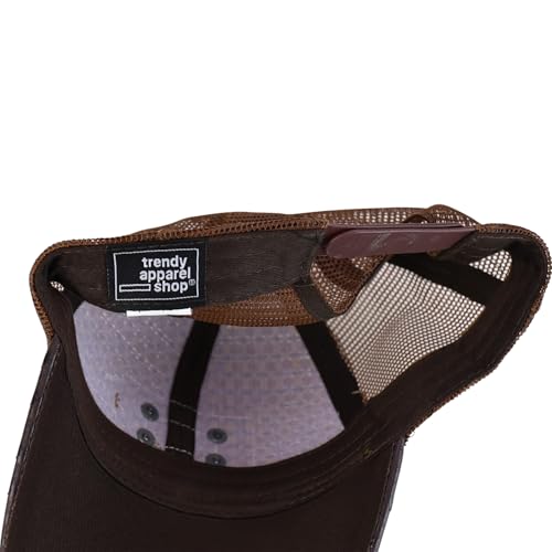 Straw Design Metallic Rodeo Cowboy Horse Metal Logo Trucker Mesh Baseball Cap - color: Dark Tan Brown