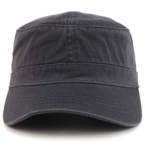 Trendy Apparel Shop Cotton Army Cap Military Flat Top Adjustable Baseball Cap - color: Charcoal