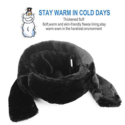 Camouflage Winter Bomber Trapper Hats Ushanka -Men Women Russian Trooper Ear Flaps Ski Snow Cold Weather Fur Mens Caps - color: Black