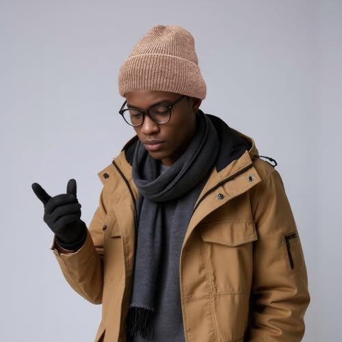 Winter Beanie Hats for Women Men Fleece Slouchy Knit Thick Beanies Warm Thermal Snow Ski Hat Gifts for Cold Weather - color: Khaki