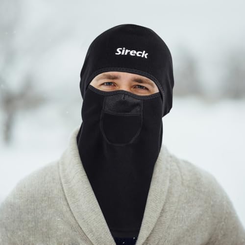 Sireck Cold Weather Balaclava Ski Mask for Men Women, Windproof Fleece Thermal Full Face Mask Winter Gear Neck Warmer for Skiing Motorcycle Hunting Cycling(Black- Classic)