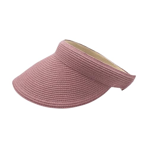 Toyo Braid Clip On Visor Wide Brim Hat Sun Protection for Women - color: Rose