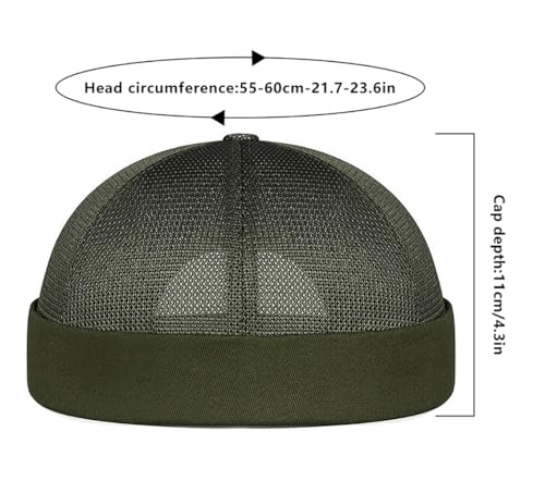 DIYDECAL Mens Mesh Brimless Cap,Summer Skullcap Docker Beanie Hat - color: Dark Green