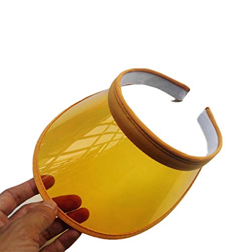 Sun Hat Unisex Summer Candy Color UV for Open Top for Sun Visor Hat Transparent PVC Plastic Wide Brim Clip-On Sport B - color: Black