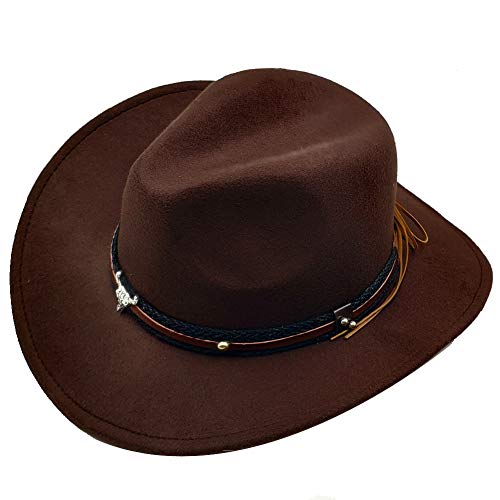 Men & Women's Fur Felt Cowboy Hat Wide Brim Western Outback - color: Brown