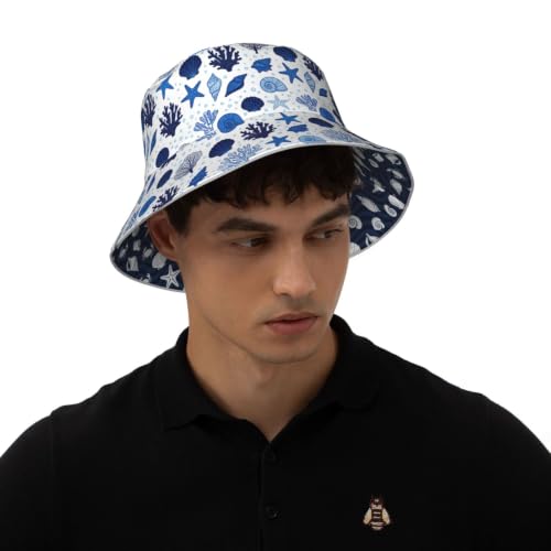 Funny Bucket Hat Packable Reversible Bucket Hats for Women Men - color: Ocean