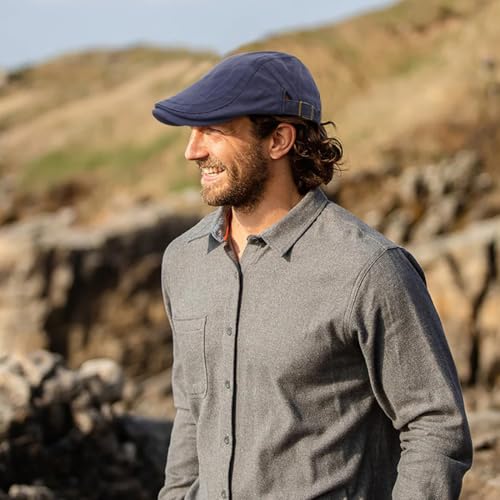 Xinveen Newsboy Hats for Men Flat Cap Cotton Adjustable Breathable Irish Cabbie Ivy Driving Hunting Hat - color: Navy