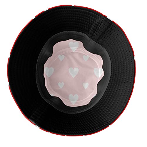 Valentine's Day Hearts Print Bucket Hat Summer Travel Fisherman Sun Hat Cap for Women Men Teens - color: Daya12