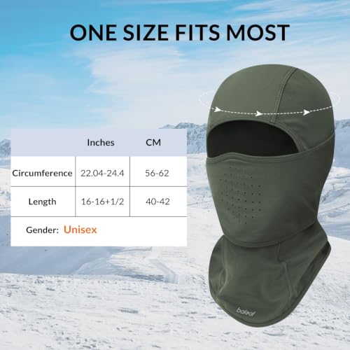 baleaf Balaclava Ski Mask Warm Winter Face Mask with Neck Gaiter - color: Army Green