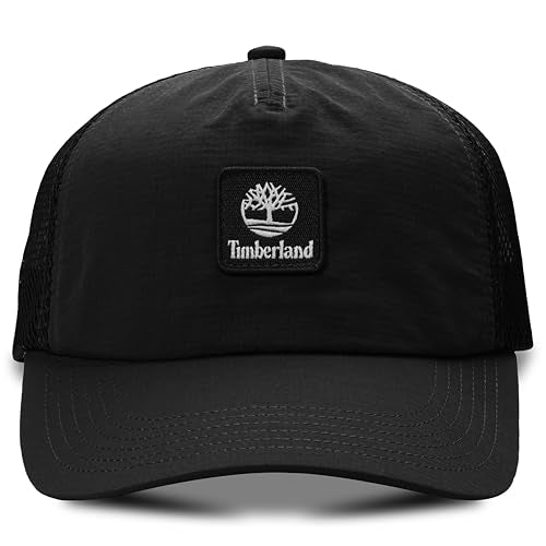 Timberland Mens Trucker Hat, Soft Structured Baseball Cap, Adjustable Mesh Back - color: Black