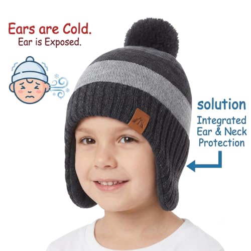 LMLALML Boys Winter Hat Earflap Knitted Beanie for Kids Warm Fleece Lined Thicken Hat for Baby - color: C3, size: 6-10 Years