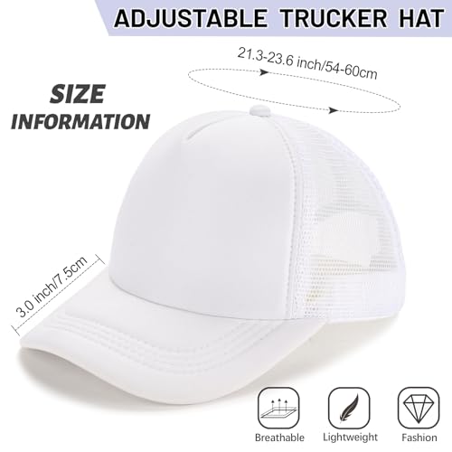 Ultrafun 10 Pack Trucker Hat Mesh Sublimation Blank Hats Adjustable Baseball Caps Hats for Men Women - color: White
