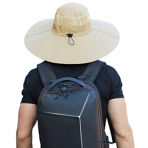 HUAMULAN Men Women 6" Wide Brim Sun Hat Summer Fishing Hats UV Protection - color: Bg9020-kaqi