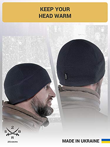 2SBR 2SABERS Fleece Winter Warm Watch Cap - Mens Outdoor Skull Beanie Hat - color: Dark Navy Blue, size: Small
