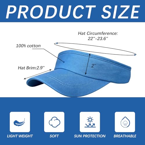 Adjustable Sport Sun Visor Hats Bulk Solid Color Blank Golf Cap Anti Ultraviolet for Beach Tennis Baseball - color: Blue