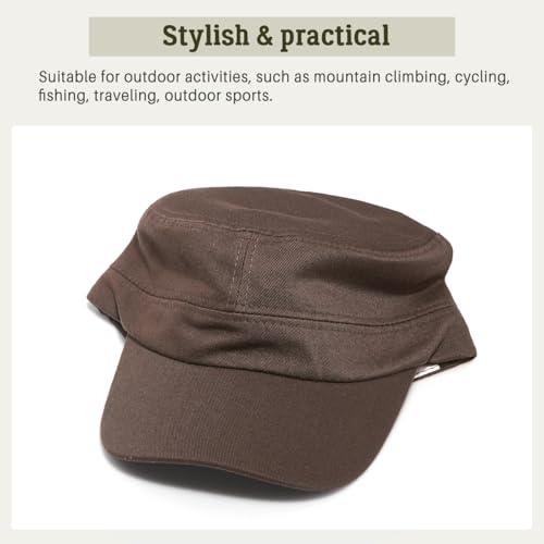 Glamorstar Unisex Cadet Army Hats 4 Pieces Military Flat Top Newsboy Cap - color: 4 Brown