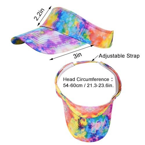 Marrywindix 1 Piece of Sport Wear Athletic Visor Sun Sports Visor Hat Visor Adjustable Cap for Women and Men - color: Tie Dye Multicolor