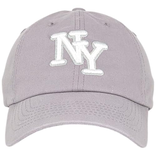 NY 3D Embroidered Dad Hat - New York Baseball Cap - color: Gray - White