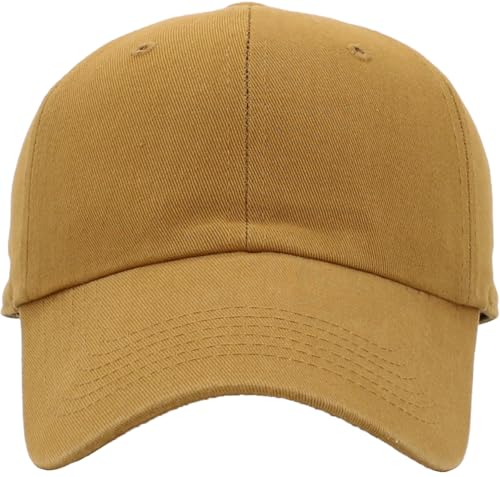 KBETHOS Classic Unisex Cotton Adjustable Low Crown Baseball Cap – Plain Dad Hat - color: Wheat