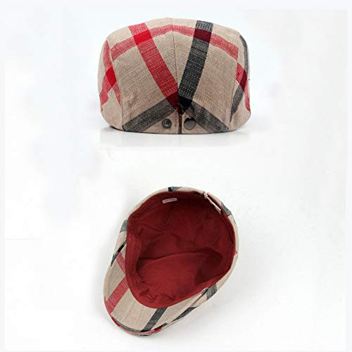 Gudessly Mens Adjustable Colorful Striped Plaid Ivy Newsboy Cabbie Gatsby Golf Cap Flat Cotton Hat Thin Cap - color: 446green