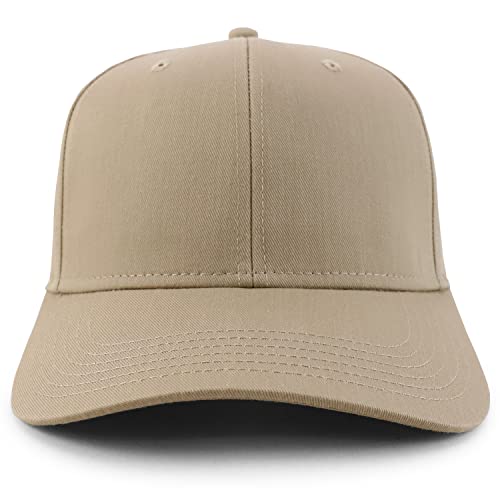 Trendy Apparel Shop High Crown Adjustable Plain Solid Baseball Cap - color: Khaki
