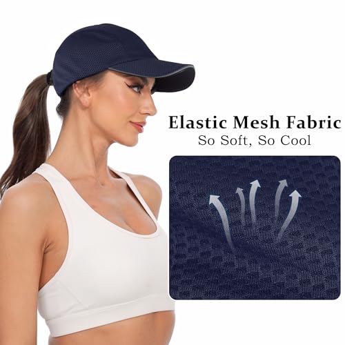 GADIEMKENSD Women's Race Day Running Cap Performance Mesh Hat - Excellent Ventilation, Lightweight, Reflective Safety - color: Navy