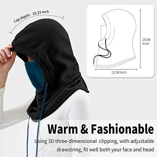 Achiou Ski Mask, Winter Balaclava Warm Windproof Face Cover Men Women - color: Black
