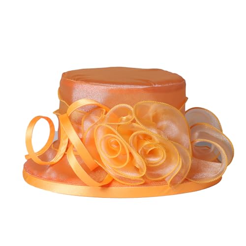 Floral Wedding Hat for Women's Tea Party Fascinators Kentucky Church Derby Hats - color: Orange