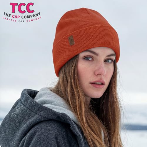 Beanie for Men Women | Cuffed Thick Soft Knitted Unisex Winter Hat Beanies Skull Cap - color: A12- Orange