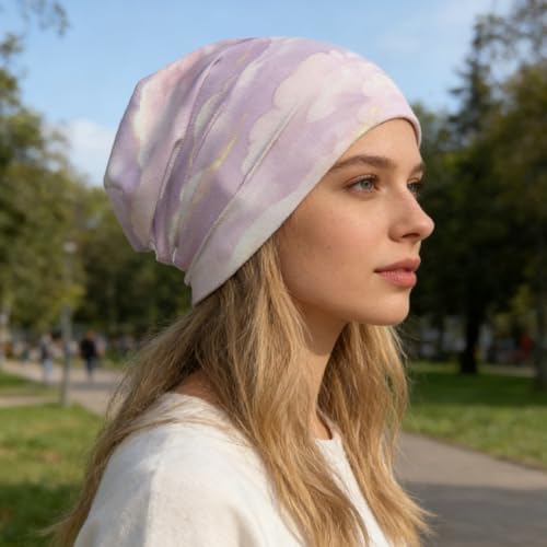 Unisex Stretch Knit Beanie Hat - color: Iridescent Cloud