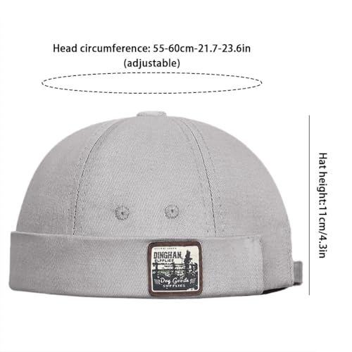 DIYDECAL Brimless Docker Cap,Skullcap Beanie, Retro Sailor Hat for Mens Womens - color: Grey
