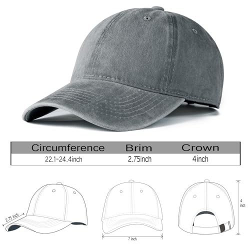 Edoneery Baseball Cap for Men and Women, Low Profile Washed Cotton Dad Hat - color: Grey