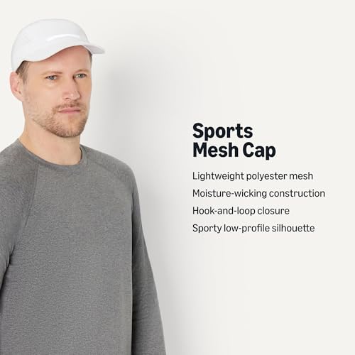 Amazon Essentials Men's Adjustable Moisture-Wicking Sports Mesh Baseball Cap - color: White