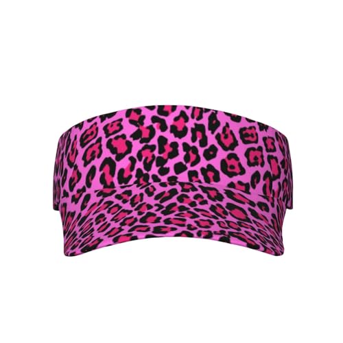 Sports Sun Visor Hats-Adjustable Visor Cap-for Women and Men-for Running, Tennis, Golf - color: Cheetah Pink Leopard Pattern Cool Black