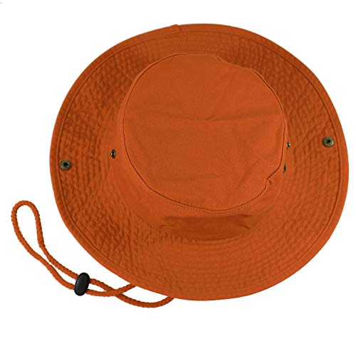 Gelante 100% Cotton Stone-Washed Adjustable Bucket Safari Boonie Sun Hats - color: Orange, size: Small-Medium