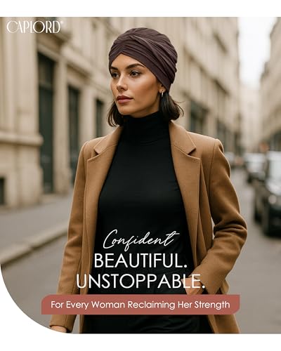 CAPLORD Head Cover for Women – Pre-Tied Turban Wrap | Chemo Headwear for Cancer, Hair Loss & Alopecia | Skull Cap Beanie Hat - color: Brown