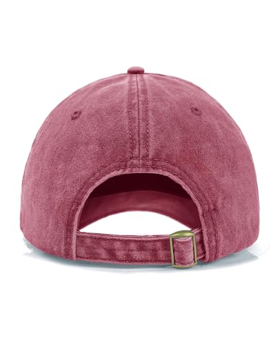 Zylioo Petite Baseball Cap for Small Heads Adult,Soft Crown Washed Dad Hat - color: Washed Wine Red-fits 21.3"-22"