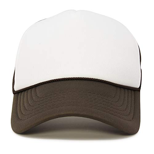DALIX Two Tone Blank Trucker Hats Caps (2 for 1) - color: Brown/White