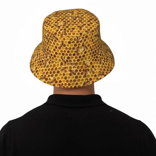 Bucket Hat for Men Women Packable Sun Hats Fisherman Outdoor Summer Travel Hiking Beach Caps - color: Bee