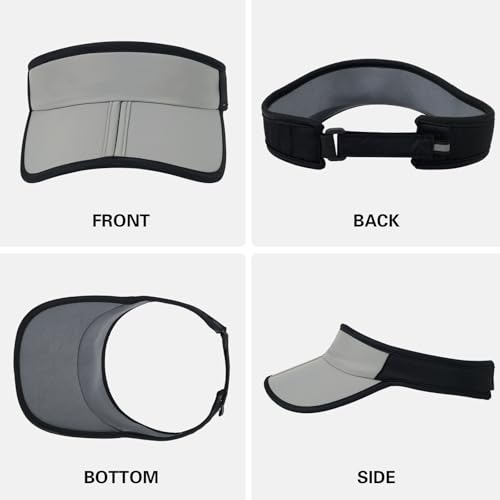 Sports Sun Visor Hat Men Women Foldable Brim Packable Running Golf Cap - color: Gray