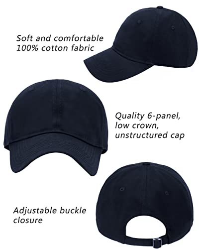 Oversize XXL Baseball Cap for Big Heads 23.6"-25.6", Extra Large Cotton Baseball Hat, Plus Size Unstructured Dad Hats - color: Cotton - Navy