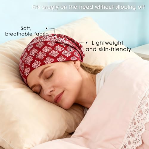 Bohend Bohemian Beanie Hats Headwear Cap Stretch Non Slip Bandanas Sleep Turbans Hats for Women Men Close top Head Covering - style: Cashew Flower Style