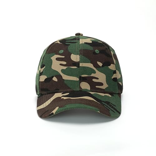 ZH Plain Adjustable Baseball Cap - Lot of 12 Unisex Blank Design Caps - color: Camo