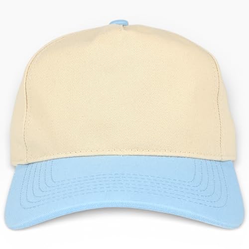 E BY ELIDAN Two Tone A-Frame Trucker Hat, 5-Panel Blank Baseball Snapback - color: Stone Baby Blue