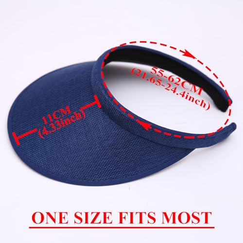 2 Pack Wide Brim Sun Visor Hats Women Men Large Clip-on Visors Hat UV Protection Outdoors Sports Golf Beach Cap - color: Navy+khaki