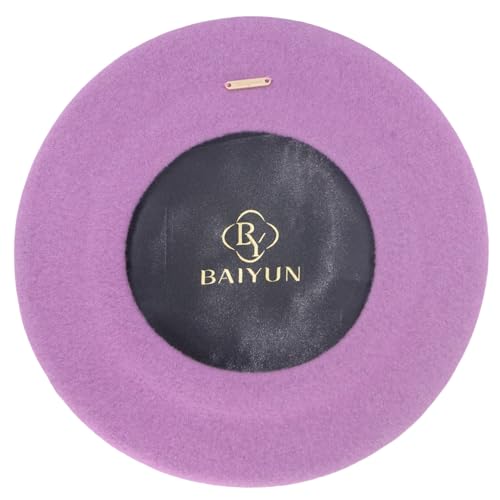 Classic Wool French Red Beret Hats for Women Men - color: M--light Purple