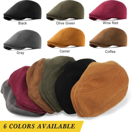 Xinveen Suede Cap Newsboy Hat Elastic Adjustment Beret Ivy Cap Irish Cabbie Driving Hunting Hats - color: Black