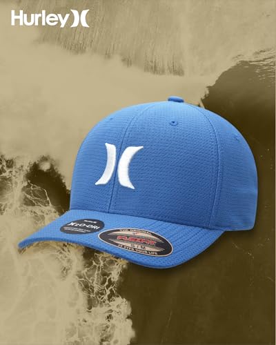 Hurley Mens Baseball Cap, H2O-Dri Stretch Fitted Hat with Curved Bill - color: Royal Pulse, size: Small-Medium